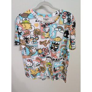 Hello Kitty Women's All Over Print T-shirt Size 1X Sanrio Short Sleeve